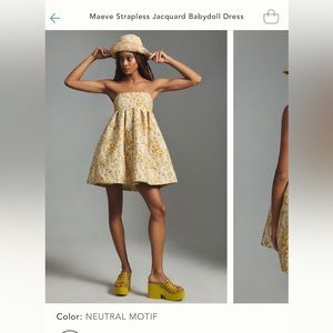 Maeve Strapless Jacquard Babydoll Dress - Anthropologie